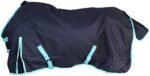 1200 Denier Horse RAIN Sheet (Waterproof/Breathable & Wind Proof Turnout Sheet) Horse Breathable RAINSHEET (Black-Turquoise, 76) - Image 2