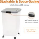 Amazon Basics Airtight Dog Food Storage Container with Scoop and Wheels, 69 QT, Gray - Image 4