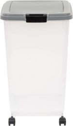 Amazon Basics Airtight Dog Food Storage Container with Scoop and Wheels, 69 QT, Gray - Image 6