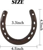 ROYHOO 2PCS Cast Iron Horseshoe，for Good Lucky, Durable Cast Iron Medium Horseshoe 5 Holes On Each Side for Wall Hung(Dark Brown) - Image 3