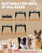 Elevated Dog Bowls, Dog Feeder with 2 Stainless Steel Bowls &1 Slow Feeder Dog Bowls, 5 Heights Adjustable Raised Dog Bowls Stand for Medium Large Dogs, Dog Food Bowls with Non-Slip Feet - Image 3