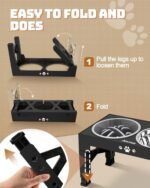 Elevated Dog Bowls, Dog Feeder with 2 Stainless Steel Bowls &1 Slow Feeder Dog Bowls, 5 Heights Adjustable Raised Dog Bowls Stand for Medium Large Dogs, Dog Food Bowls with Non-Slip Feet - Image 7