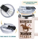Horse Gifts For Women - Horse Gifts For Girls - Birthday, Christmas Gifts For Horse Owners - Horse Lovers Gifts For Women - Horse 40Oz Tumbler With Handle & Straw - Horses Keep Me Stable - Image 5