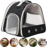 Guinea Pig Carrier,Guinea Pig Carrier for 2,Reptile Travel Carrier for Lizards Sugar Glider Hedgehog Rat Parrot Birds (Black, Carrier+Harness Leash) - Image 3