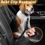 3 Piece Dog Car Seat Belt Set - Retractable Adjustable Pet Seatbelts for Vehicle Headrests - Heavy Duty, Elastic & Durable Car Harness for Dogs - Image 4