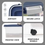 IRIS USA Airtight Dog Food Storage Container, Up to 38 lbs, Attachable Wheels, For Dog Cat Bird and Other Pet Food Storage Bin, Keep Fresh, Easy Mobility, BPA Free, Navy/Pearl - Image 4