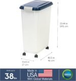 IRIS USA Airtight Dog Food Storage Container, Up to 38 lbs, Attachable Wheels, For Dog Cat Bird and Other Pet Food Storage Bin, Keep Fresh, Easy Mobility, BPA Free, Navy/Pearl - Image 5