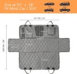 Car Dog Cover Back Seat - Car Hammock for Dogs Waterproof - Dog Car Seat Cover for Backseat with Mesh Window Multiple Pockets for Car/SUV Nonslip Rubber Back Washable - Image 3