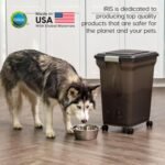 IRIS USA WeatherPro Airtight Dog Food Storage Container, Up to 42 lbs, Attachable Wheels, For Dog Cat Bird and Other Pet Food Storage Bin, Keep Fresh, Easy Mobility, BPA Free, Smoke/Black - Image 4