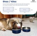 Dog Bowl, Stainless Steel Dog Food and Water Bowl with Non Slip Quiet Bottom, Easy to Clean, Dishwasher Safe, 40oz, Blue - Image 3
