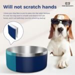 Dog Bowl, Stainless Steel Dog Food and Water Bowl with Non Slip Quiet Bottom, Easy to Clean, Dishwasher Safe, 40oz, Blue - Image 7