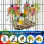 KATUMO Conure Toys, Bird Grass Swing Mat Parrot Climbing Hammock with Colorful Toys for Parakeet, Cockatiel, Sun Conure, Lovebird, Budgie, Small Birds - Image 6