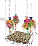 KATUMO Conure Toys, Bird Grass Swing Mat Parrot Climbing Hammock with Colorful Toys for Parakeet, Cockatiel, Sun Conure, Lovebird, Budgie, Small Birds - Image 8