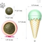 Leo's Paw Catnip Ice Cream Cone Toy 3pcs Safe & Natural Dietary Fibers That Can Reduce Stress & Anxiety, Clean Teeth & Freshen Breath, Stimulate Appetite & Promote Digestion - Pressed Catnip Ball - Image 6