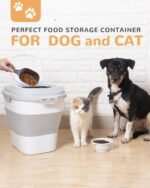 30-35 Lbs Dog Food Storage Container Collapsible Dog Food Container with Airtight Lids, Wheels, Scoop and 2pcs Food Storage Containers, Large Pet food storage for Dog, Cat - Image 3