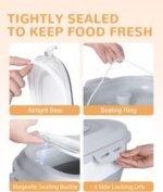 30-35 Lbs Dog Food Storage Container Collapsible Dog Food Container with Airtight Lids, Wheels, Scoop and 2pcs Food Storage Containers, Large Pet food storage for Dog, Cat - Image 4