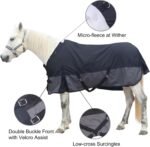 1200 Denier Rip-Stop Turnout Rain Sheet Lightweight Waterproof Breathable Horse Blanket (No Fill) BlackGrey 72" - Image 3