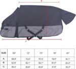 1200 Denier Rip-Stop Turnout Rain Sheet Lightweight Waterproof Breathable Horse Blanket (No Fill) BlackGrey 72" - Image 8