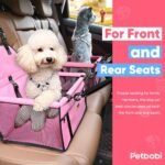 Petbobi Pet Reinforce Car Booster Seat for Dog Cat Portable and Breathable Bag with Seat Belt Dog Carrier Safety Stable for Travel Look Out,with Clip on Leash with PVC Tube, Pink - Image 6