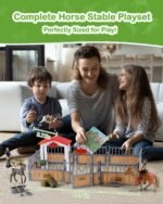 Horse Stable Playset, Horse Gifts for Girls and Boys with 3 Horses and 2 Riders, Horse Toys Set Farm Animals Toys for Kids 3 4 5 6 7 8+ (Horse Playset 1) - Image 3