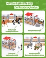 Horse Stable Playset, Horse Gifts for Girls and Boys with 3 Horses and 2 Riders, Horse Toys Set Farm Animals Toys for Kids 3 4 5 6 7 8+ (Horse Playset 1) - Image 4