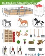 Horse Stable Playset, Horse Gifts for Girls and Boys with 3 Horses and 2 Riders, Horse Toys Set Farm Animals Toys for Kids 3 4 5 6 7 8+ (Horse Playset 1) - Image 7