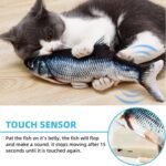 Electric Floppy Fish Cat Toy, Moving Cat Kicker Fish Toy, 11" Realistic Flopping Fish Dog Toy, Plush Interactive Cat Toy for Indoor Cats, Wiggle Fish Catnip Toys - Image 3