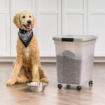IRIS USA 50 Lbs/65 Qt WeatherPro Airtight Pet Food Storage Container with Removable Casters, Clear/Gray - Image 4