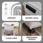 IRIS USA 50 Lbs/65 Qt WeatherPro Airtight Pet Food Storage Container with Removable Casters, Clear/Gray - Image 5