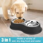 Dog Bowls Double Dog Water and Food Bowls Stainless Steel Bowls with Non-Slip Resin Station, Pet Feeder Bowls for Puppy Medium Dogs Cats - Image 6