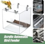 Automatic Bird Feeder No Mess Bird Cage Pet Feeder Seed Food Container for Parakeet Canary Cockatiel Parrot Finch Canary Acrylic (5.1 x 5.1 x 4.3 inch) - Image 3