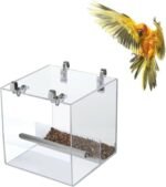 Automatic Bird Feeder No Mess Bird Cage Pet Feeder Seed Food Container for Parakeet Canary Cockatiel Parrot Finch Canary Acrylic (5.1 x 5.1 x 4.3 inch) - Image 7