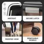 IRIS USA WeatherPro Airtight Dog Food Storage Container, Up to 22 lbs, Attachable Wheels, For Dog Cat Bird and Other Pet Food Storage Bin, Keep Fresh, Easy Mobility, BPA Free, Smoke - Image 4