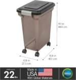 IRIS USA WeatherPro Airtight Dog Food Storage Container, Up to 22 lbs, Attachable Wheels, For Dog Cat Bird and Other Pet Food Storage Bin, Keep Fresh, Easy Mobility, BPA Free, Smoke - Image 5