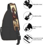 Horse Pattern Sling Bag Crossbody Backpack,Aztec Boho Ethnic Style Western Horse Chest Bag Three Horses Run In Desert Sandstorm Adjustable Shoulder Backpack Travel Hiking Casual Daypack - Image 6