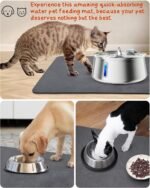 Cat Dog Food Mat, Rapid Water Absorption Dog Mat for Food and Water,100% Waterproof Cat Dog Bowl Mat, Pet Food Mat for Messy Drinkers to Protect Floors, Pet Accessories Supplies - Image 7