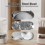 Automatic Pets Gravity Feeder and Water Dispenser Set, 1Gallon x 2 Stainless Steel Food Feeder and Waterer, 100% BPA-Free Water Bowl Dispenser for Small&Medium Dogs, Cats, Puppies(White) - Image 5