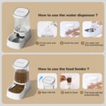 Automatic Pets Gravity Feeder and Water Dispenser Set, 1Gallon x 2 Stainless Steel Food Feeder and Waterer, 100% BPA-Free Water Bowl Dispenser for Small&Medium Dogs, Cats, Puppies(White) - Image 7