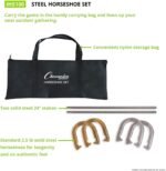Champion Sports Horseshoe Set: Traditional Outdoor Lawn Game includes Four Professional Solid Steel Horseshoes with Solid Steel Stakes & Carrying Storage Case - Image 3