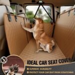 K KNODEL Dog Seat Cover, Waterproof Car Seat Cover for Pets, Pet Seat Cover Dog Hammock, Heavy Duty Scratch Proof Pet Back Seat Covers, Zippered Side Flaps for Cars, Trucks and SUVs (Brown) - Image 3