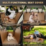 K KNODEL Dog Seat Cover, Waterproof Car Seat Cover for Pets, Pet Seat Cover Dog Hammock, Heavy Duty Scratch Proof Pet Back Seat Covers, Zippered Side Flaps for Cars, Trucks and SUVs (Brown) - Image 4