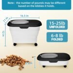 Dog Food Container, Collapsible Pet Food Storage Container 17-20 lb with Rolling Wheels & Airtight Lid, Plastic Storage Bin With Dog Food Scoop and Measuaring Cups - Image 4