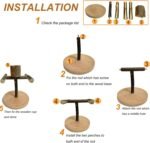 Bird Perch Stand Parrot Wooden Perch Conure Stand Bird Training Perch with Wood Food Cup for Parakeet Lovebird Conure Canary Budgie Smll Birds - Image 4