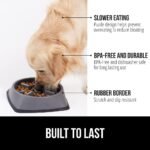 Gorilla Grip Slow Feeder Dog and Cat Bowls, Interactive Puzzle Toy for Dogs and Cats Food Training, Keeps Pets Busy and Prevents Puppy Overeating, Large, Small Breeds, 100% BPA Free, 2 Cup Gray - Image 3