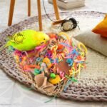 KATUMO Conure Toys, Bird Grass Mat Parakeet Shredder Hanging Toys Cockatiel Foraging Toys Parrot Climbing Wall Toys Lovebird Cage Toys for Small Birds - Image 8