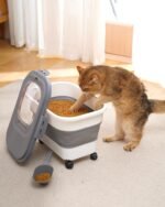 20-23 Lbs Dog Food Storage Container - Collapsible Dog Food Container with Attachable Casters and Scoop,Travel Silicone Bowl, Pet Food Storage Containers to Keep Dry Food Fresh,Easy to Move - Image 9