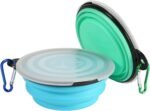 SLSON Collapsible Bowl with Cover Lids,2 Pack Dog Travel Bowls Portable Foldable Cat Water Dish Bowl for Pets Walking Parking Camping (Light Blue and Green, Small) - Image 3