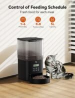 Automatic Cat Feeder, Automatic Dog Food Dispenser 5L Programmable Control 1-6 Meals Per Day, Automatic Pet Feeder for Cats and Dogs,10s Voice Recorder & Dual Power Supply - Image 3
