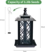 Vivace Large Bird Feeders for Outdoors Hanging Bird Feeder, 3.2lb Capacity Seed Feeder Lantern Wild Bird Feeders for Outside Hanging, Black - Image 6