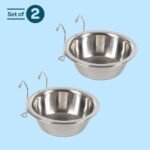 Set of 2 Stainless-Steel Dog Bowls - Cage, Kennel, and Crate Hanging Pet Bowls for Food and Water - 20oz Each and Dishwasher Safe by PETMAKER,Silver - Image 3